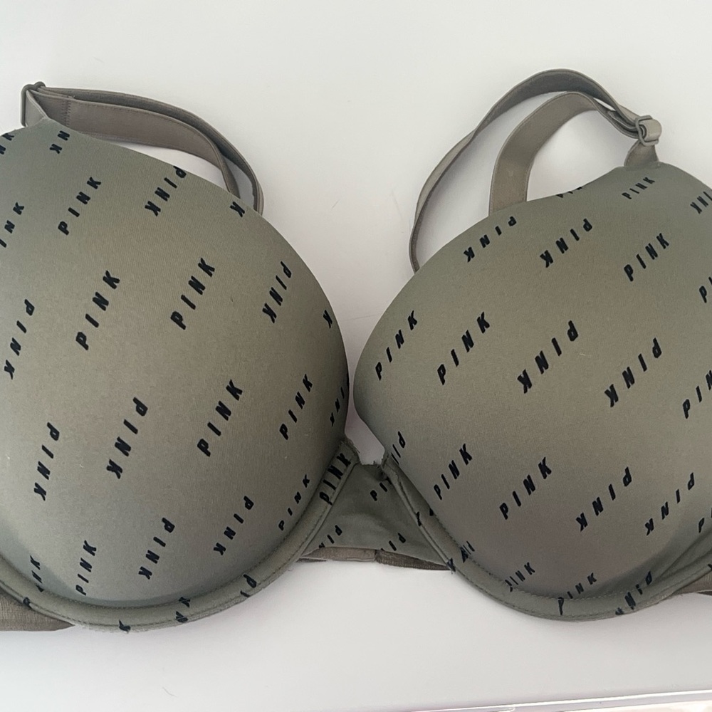 PINK Victoria's Secret Olive Green Wear Everywhere Push-Up Bra